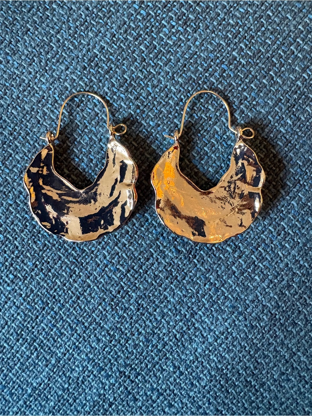 Gold-Tone Abstract Metal Hoop Earrings - Gold